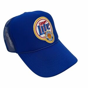 NEW VINTAGE STYLE BEER MILLER LITE PARTY BLUE TRUCKER HAT CAP ADULT S…
